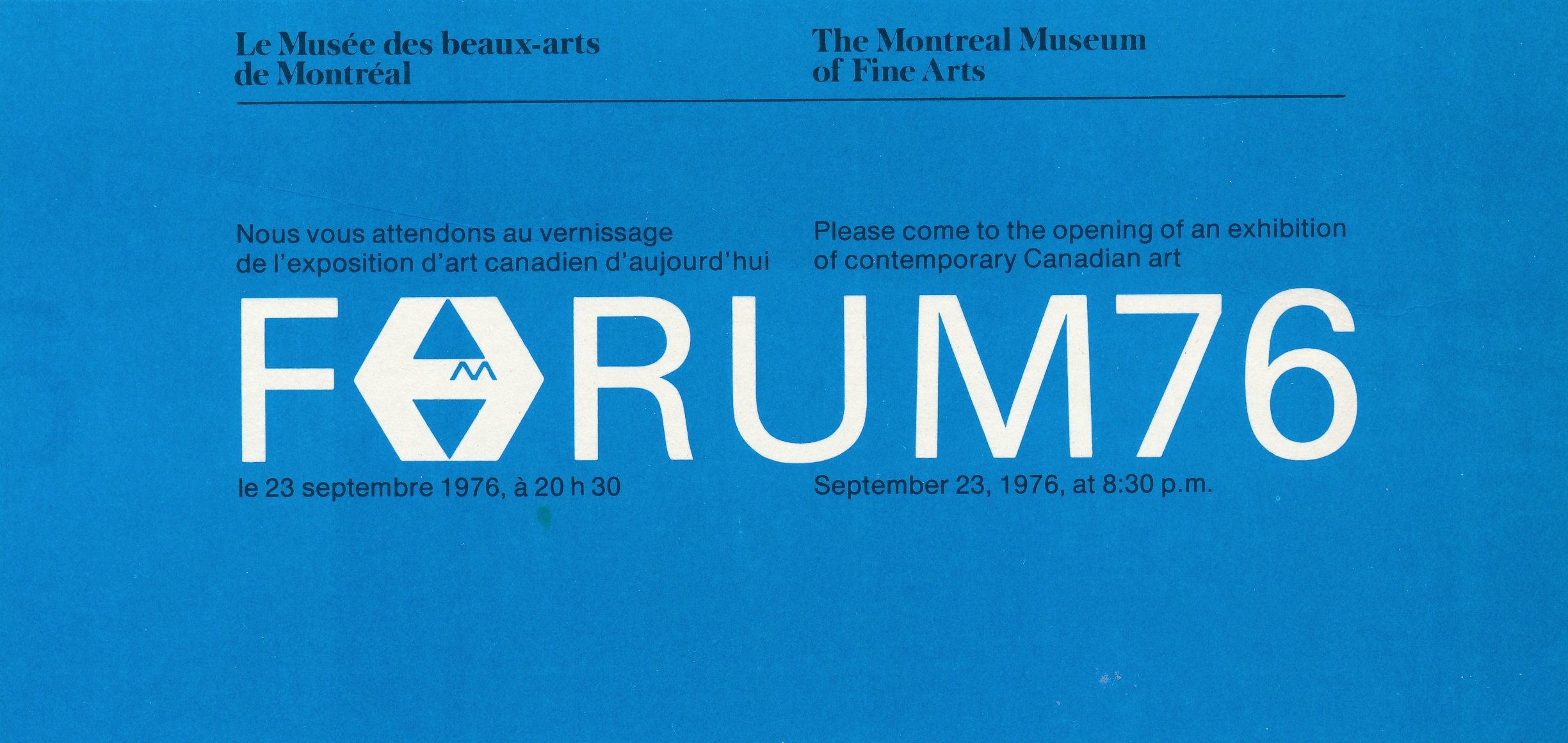 Carton d’invitation de l’exposition Forum 76, Musée des beaux-arts de Montréal, 1976.