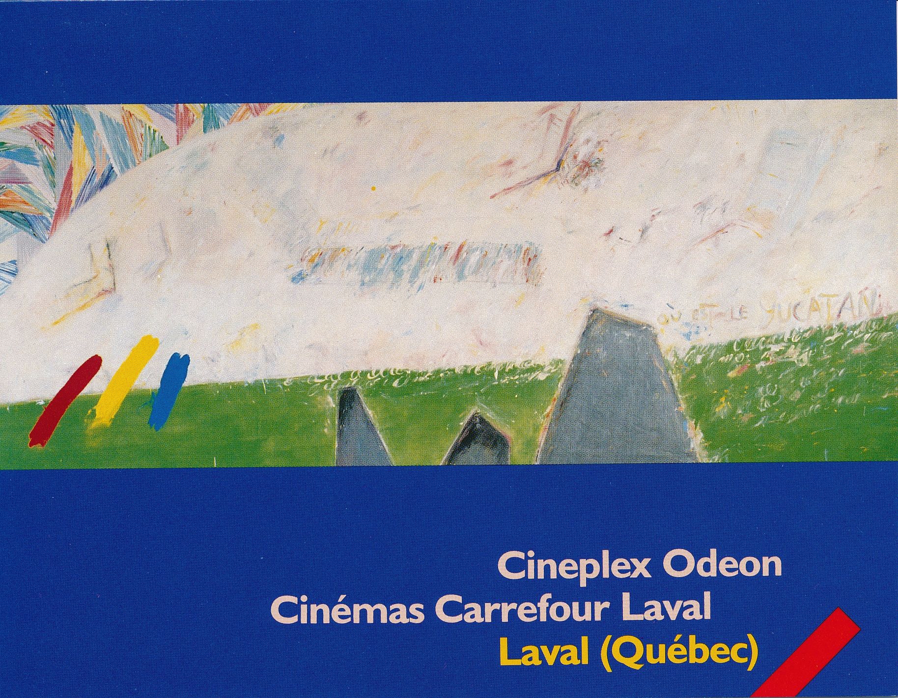 Carton d’invitation pour l’ouverture du Cineplex Odeon – Cinémas Carrefour Laval, Laval, 1986. Recto.
