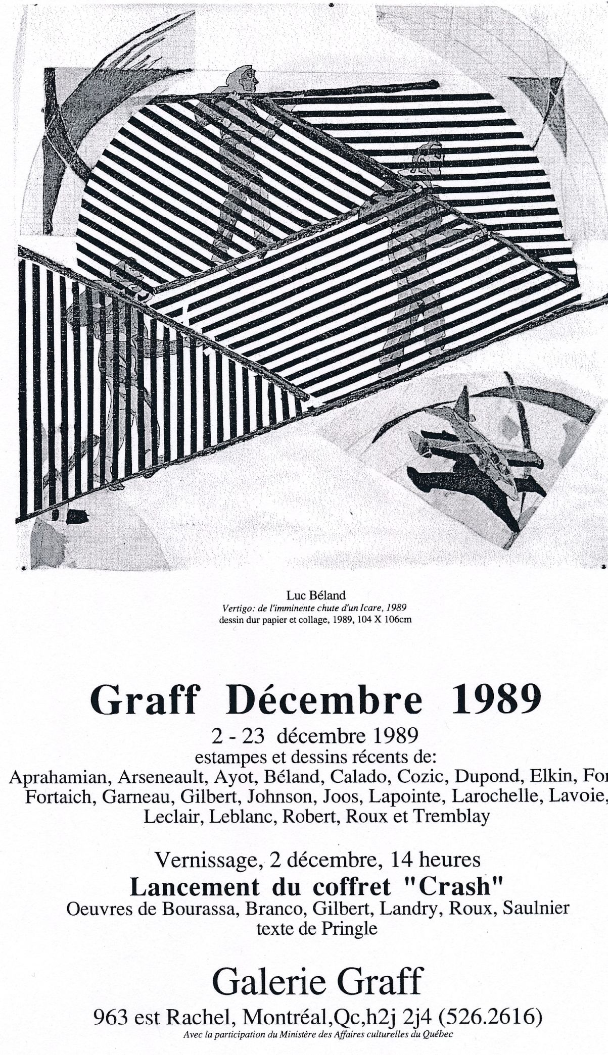 Carton d’invitation de l’exposition Graff. Décembre 1989, Galerie Graff, Montréal, 1989.